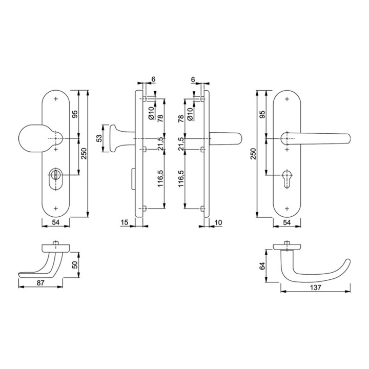 Hoppe Kit de protection San Fran.E86G/3332ZA/3310/1301Z VA F69 72mm 42-47mm