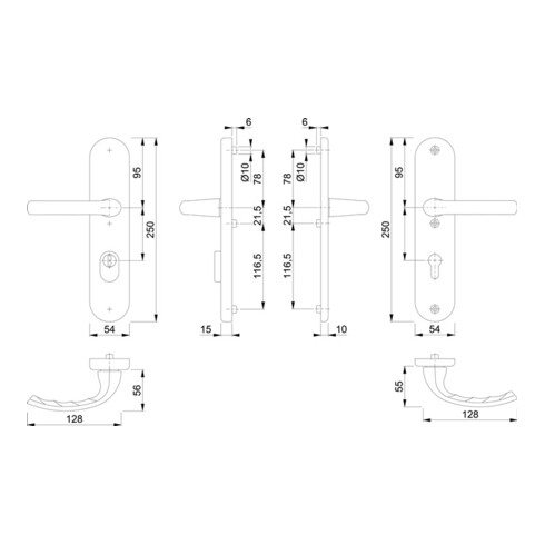 Hoppe Kit de protection Tôkyô 1710/3332ZA/3410 Alu. F1 72mm 41-46mm