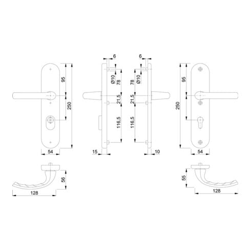 Hoppe Kit de protection Tôkyô 1710/3332ZA/3410 Alu.F1 92mm 66-71mm