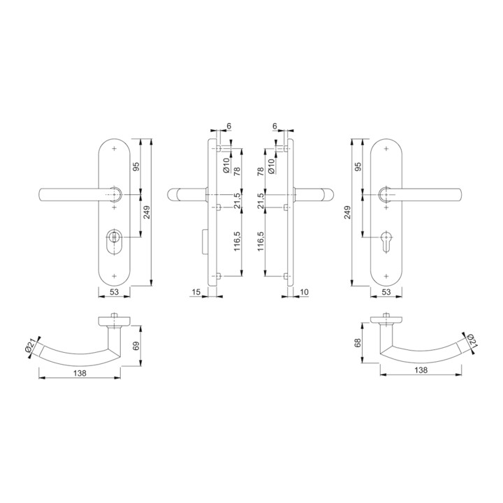 Hoppe Kit de protection Tro.E1430Z/3332ZA/3310 VA F69 72mm 42-47mm