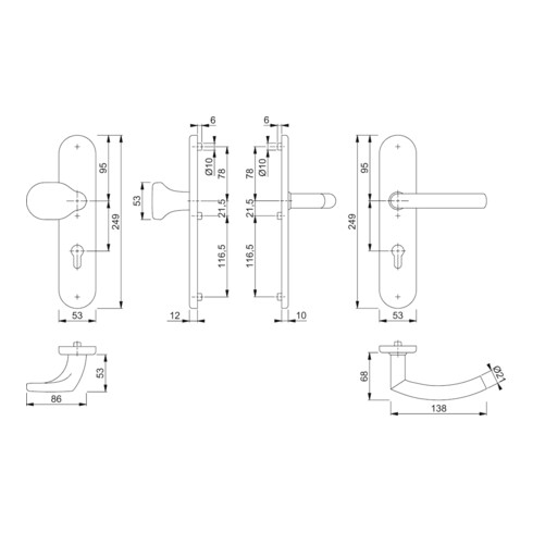 Ensemble interchangeable de protection des houppes Trondheim Acier inoxydable