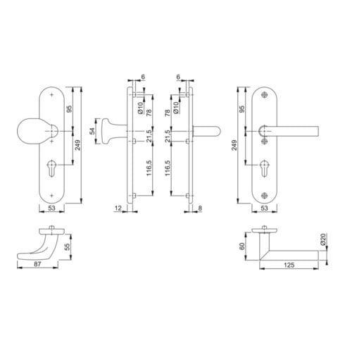 Hoppe Kit de protection Utrecht E86G/3331A/3440/1444Z VA F69 72mm 37-42mm