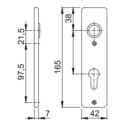 Hoppe Kurzschild-Paar 202KP Alu. F2 PZ