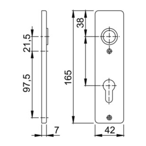 Hoppe Kurzschild-Paar 202KP Alu. F4 PZ