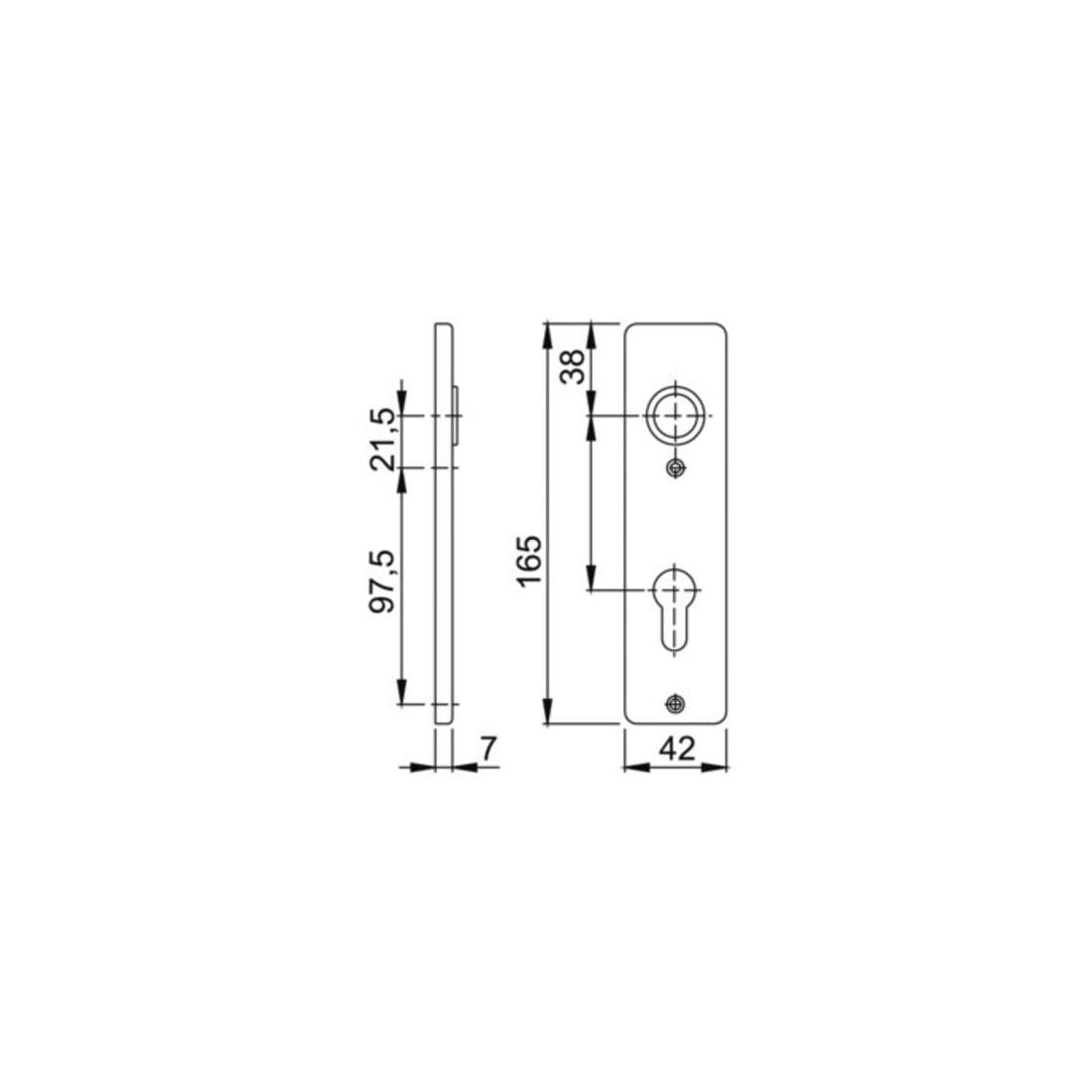 Hoppe Kurzschild-Paar 202KP Alu. F4 PZ