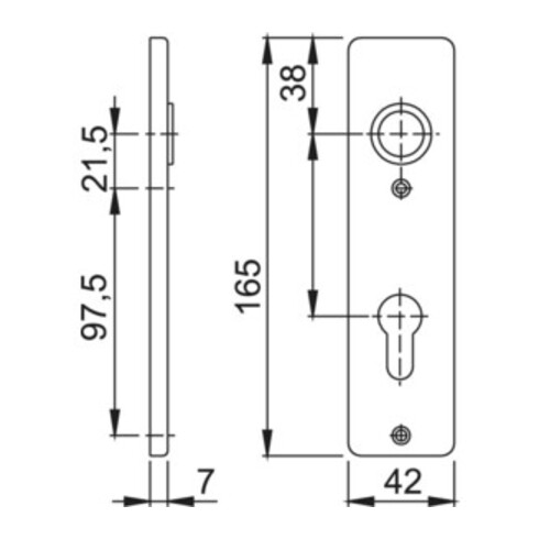 Hoppe Kurzschild-Paar 202KP Alu. F4 PZ
