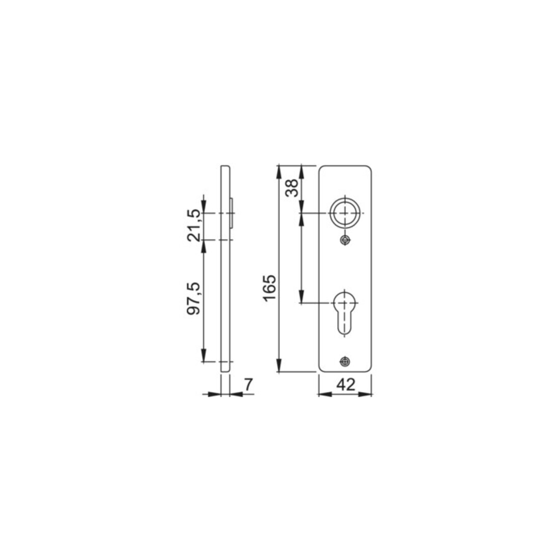 Hoppe Kurzschild-Paar 202KP Alu. F4 PZ