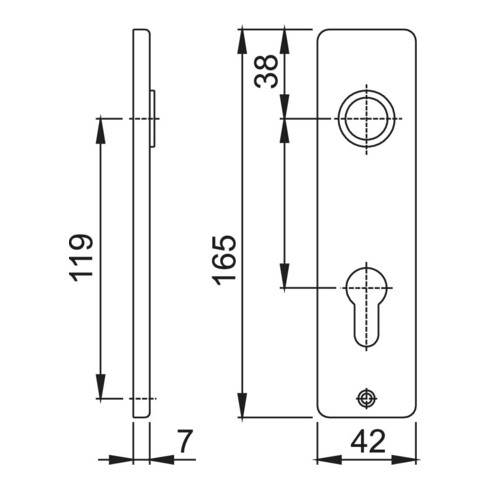 Hoppe Kurzschild-Paar 202KP/AP Alu. F2 PZ