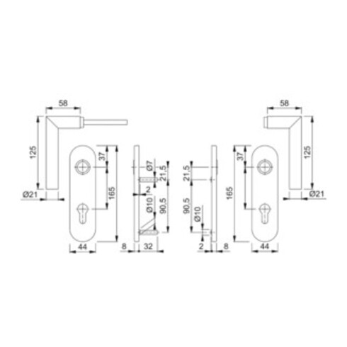 Hoppe Kurzschildgarnitur Ams.E1400Z/353K VA F69 PZ Drückergarnitur HOPPE