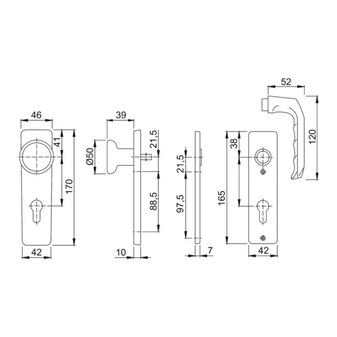 Hoppe Kurzschild-Wechselgarnitur London Aluminium