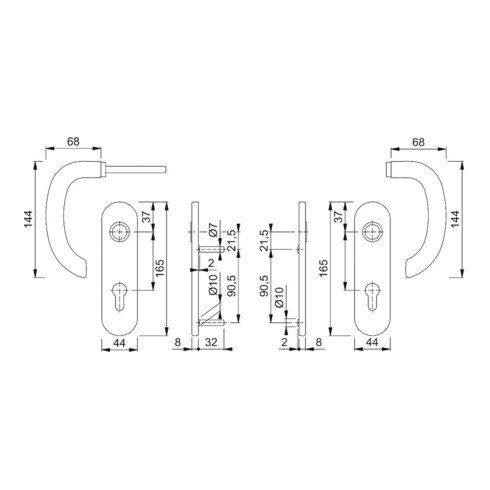 Hoppe Kurzschildgarnitur Mar.E1138Z/353K VA F69 PZ Drückergarnitur
