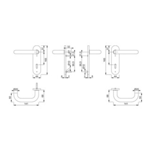 Hoppe Kurzschildgarnitur Paris E138Z/353K VA F69 OB Drückergarnitur
