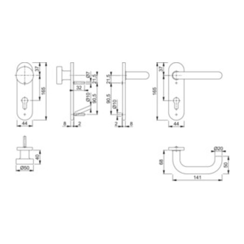Hoppe Kurzschildgarnitur Paris E58/353K/138Z VA F69 PZ Wechselgrt.