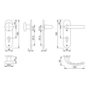 Hoppe Kurzschildgarnitur Tôkyô 53/273KP/1710 Alu.F1 PZ Wechselgrt.-3