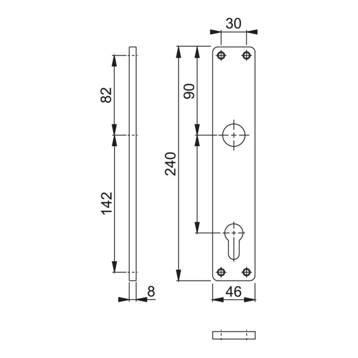 Hoppe Langschild-Paar 202H F1/naturf. F1 PZ 92mm