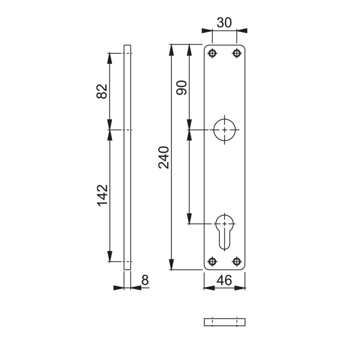 Hoppe Langschild-Paar 202H F2/neusilberfarbig F2 PZ 92mm