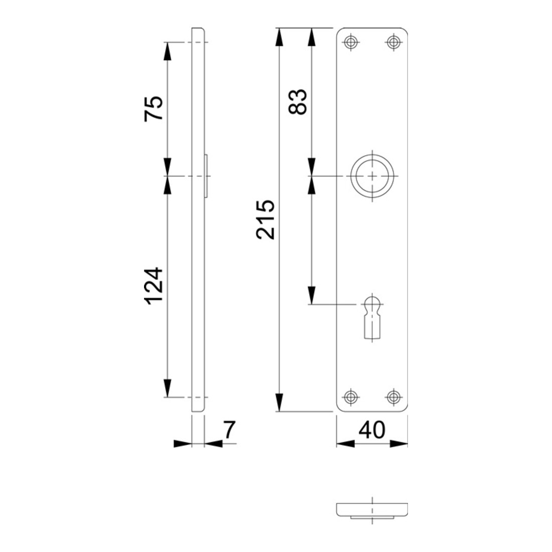 Hoppe Langschild-Paar 202SP F1/ naturf. F1 BB 72mm