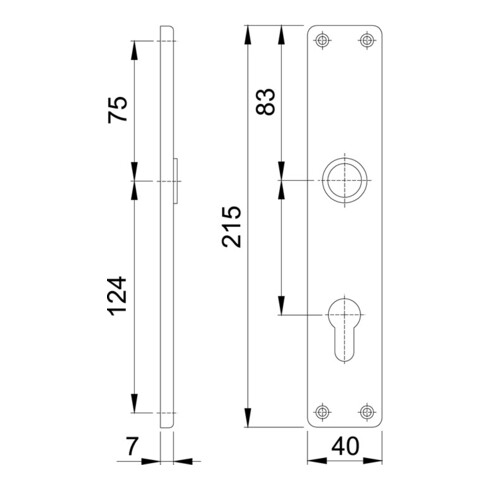 Hoppe Langschild-Paar 202SP F1/ naturf. F1 PZ 72mm