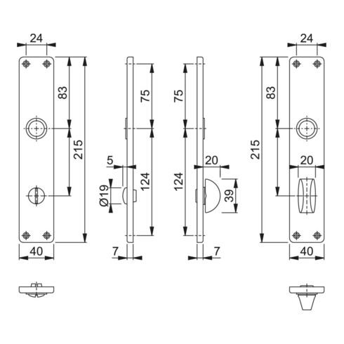 Hoppe Langschild-Paar 202SP F2/neusilberfarbig F2 Bad SK/OL 78mm