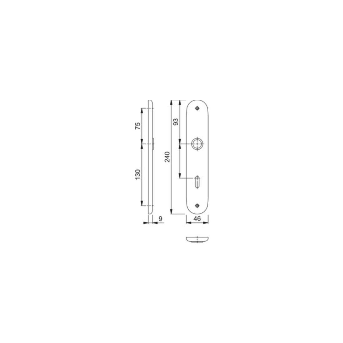 Hoppe Langschild-Paar 273P F1/naturf. F1 BB 72mm