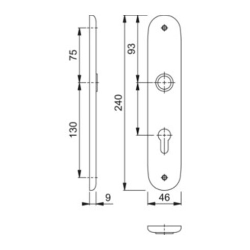 Hoppe Langschild-Paar 273P F1/naturf. F1 PZ 72mm