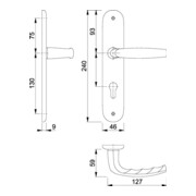 Hoppe Langschildgarnitur Atlanta 1530/273P Alu. F1 PZ 72mm DIN L/R-4
