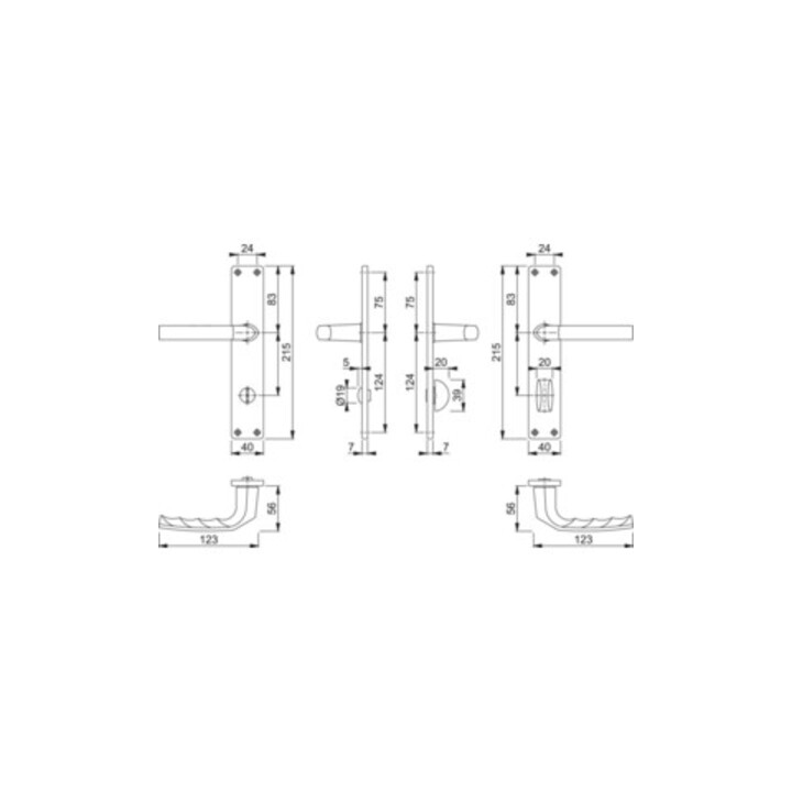 Hoppe Langschildgarnitur Birmingham 1117/202SP Alu. F1 Bad SK/OL 78mm DIN L/R