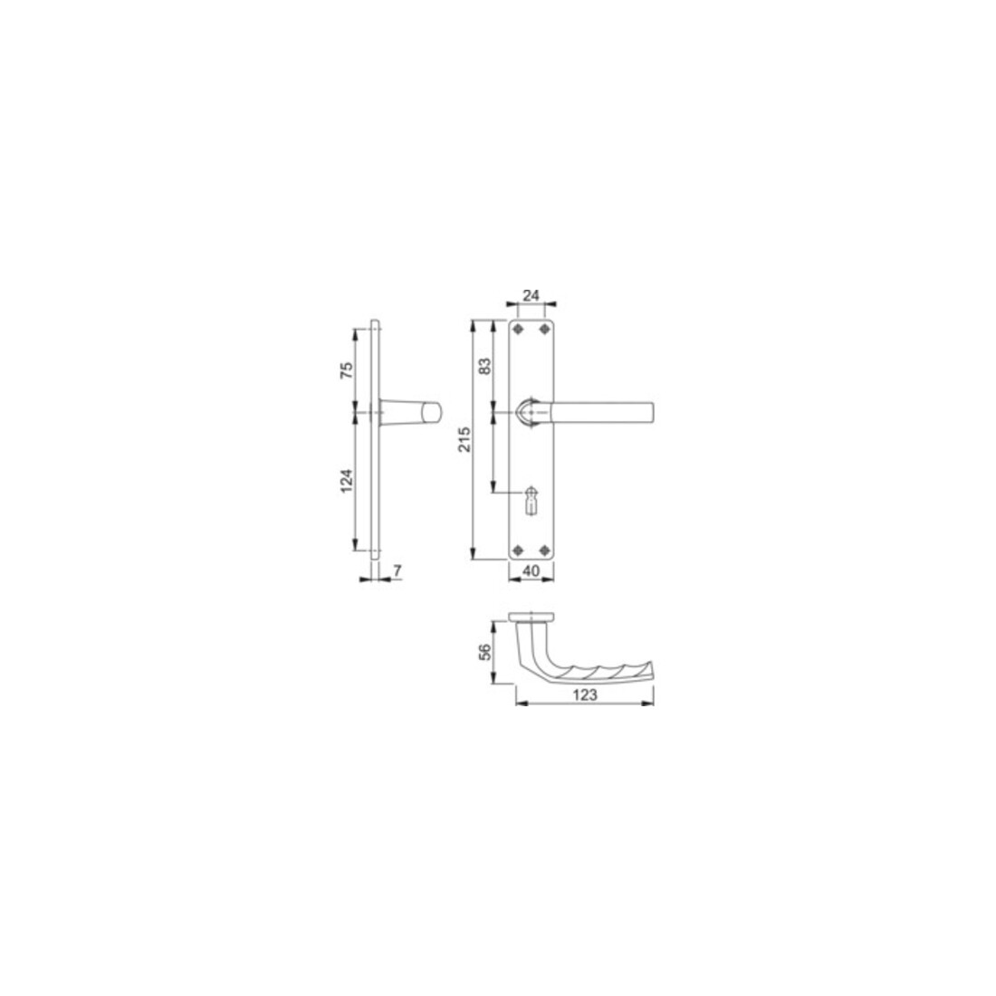 Hoppe Langschildgarnitur Birmingham 1117/202SP Alu. F1 OB 72mm DIN L/R