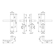 Hoppe Langschildgarnitur Birmingham 1117/202SP Alu. F2 Bad SK/OL 78mm DIN L/R-3