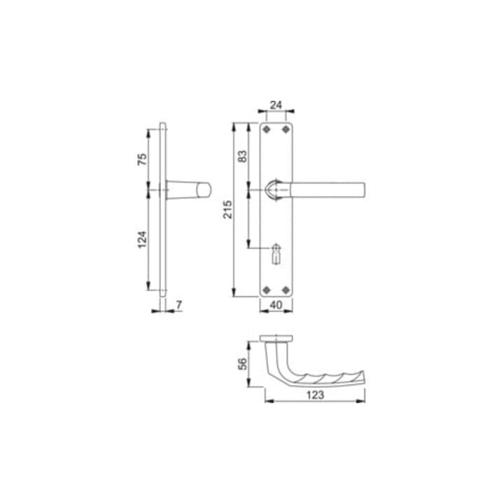 Hoppe Langschildgarnitur Birmingham 1117/202SP Alu. F2 OB 72mm DIN L/R