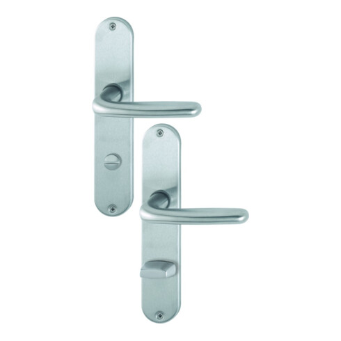 Hoppe Langschildgarnitur Cardiff E1850Z/302 VA F69 Bad SK/OL 78mm DIN L/R