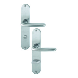 Hoppe Langschildgarnitur Cardiff E1850Z/302 VA F69 Bad SK/OL 78mm DIN L/R
