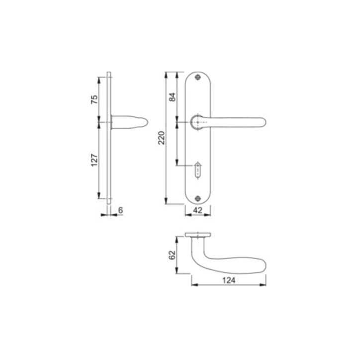Hoppe Langschildgarnitur Cardiff E1850Z/302 VA F69 OB 72mm DIN L/R