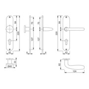 Hoppe Langschildgarnitur Cardiff E48/302/1850Z VA F69 PZ 72mm DIN L/R-3