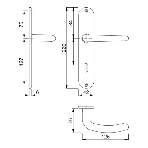 Hoppe Langschildgarnitur Denver E1310Z/302 VA F69 OB 72mm DIN L/R