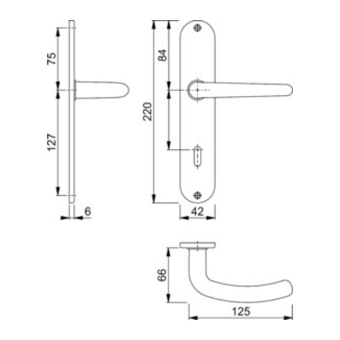 Hoppe Langschildgarnitur Denver E1310Z/302 VA F69 OB 72mm DIN L/R