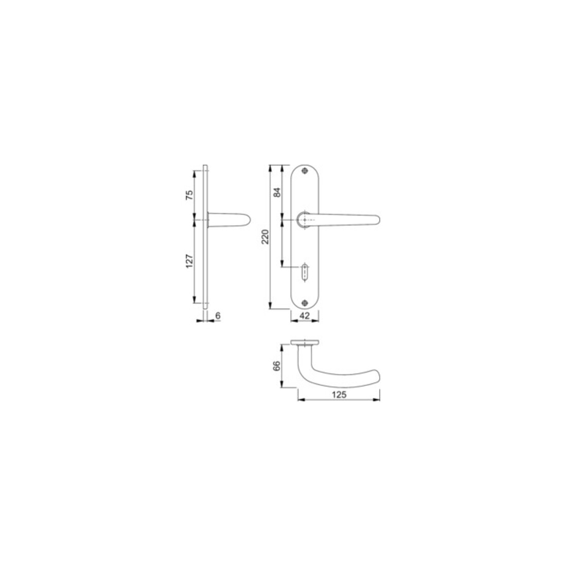 Hoppe Langschildgarnitur Denver E1310Z/302 VA F69 OB 72mm DIN L/R