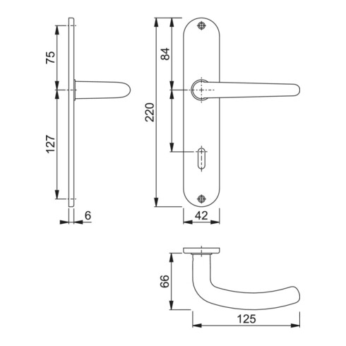 Hoppe Langschildgarnitur Denver E1310Z/302 VA F69 OB 72mm DIN L/R