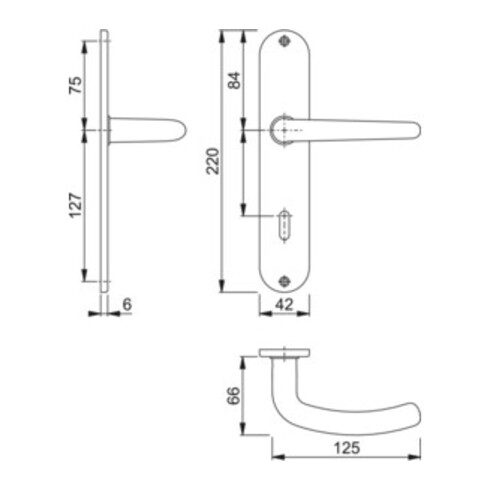 Hoppe Langschildgarnitur Denver E1310Z/302 VA F69 OB 72mm DIN L/R