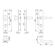 Hoppe Langschildgarnitur Denver E58/302/1310Z VA F69 PZ 72mm DIN L/R-3