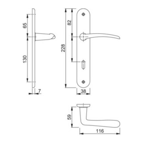 Hoppe Langschildgarnitur Istanbul M171/332P MS F71 BB 72mm DIN L/R