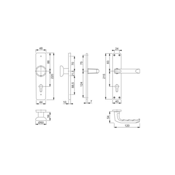 Hoppe Langschildgarnitur London 54/227/202SP/113 Alu. F1 PZ 72mm DIN L/R HOPPE