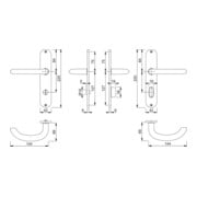 Hoppe Langschildgarnitur Mar.E1138Z/302 VA F69 Bad SK/OL 78mm DIN L/R-3