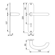 Hoppe Langschildgarnitur Mar.E1138Z/302 VA F69 OB 72mm DIN L/R-2