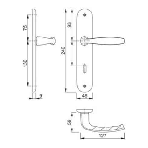 Hoppe Langschildgarnitur New York 1810/273P Alu. F1 OB 72mm DIN L/R