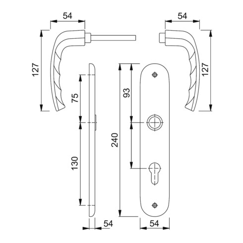 Hoppe Langschildgarnitur New York 1810/273P Alu. F1 PZ 72mm DIN L/R