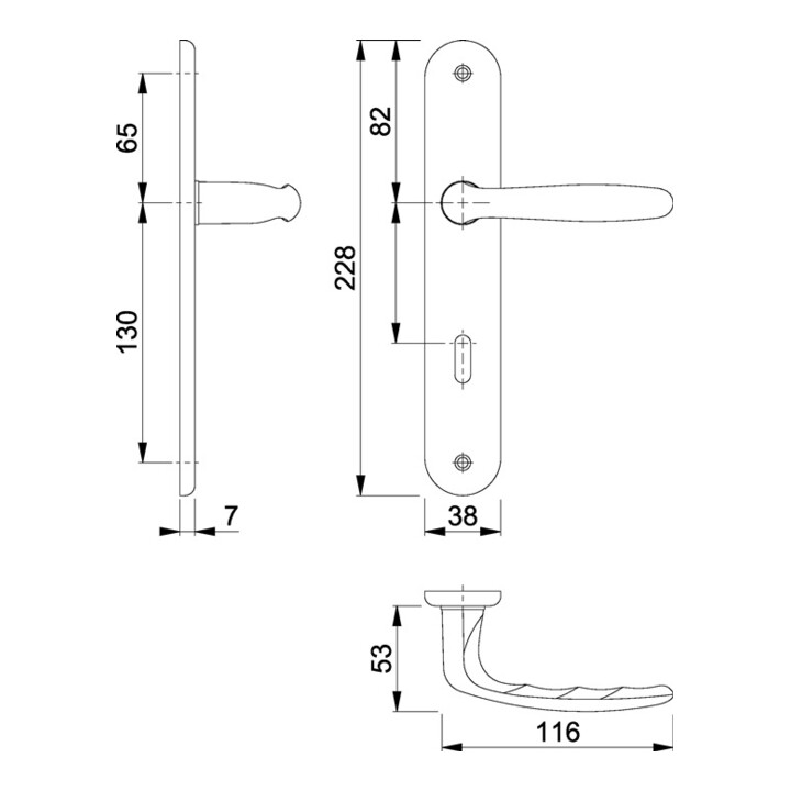Hoppe Langschildgarnitur Roissy M1941/332P MS F41 OB 72mm DIN L/R