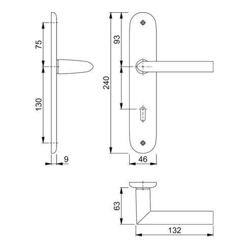 Hoppe Langschildgarnitur Stock.1140/273P Alu.F1 OB 72mm DIN L/R