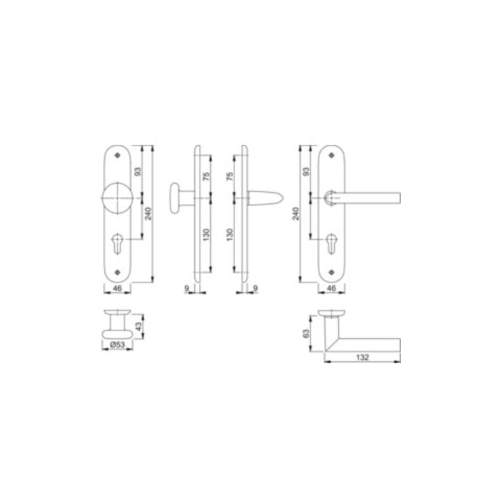 Hoppe Langschildgarnitur Stock.53/273P/1140 Alu.F1 PZ 72mm DIN L/R