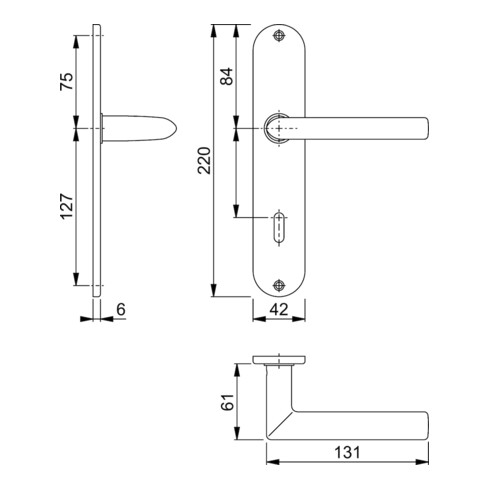 Hoppe Langschildgarnitur Stock.E1140Z/302 VA F69 OB 72mm DIN L/R